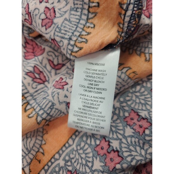 Beach Lunch Lounge Midi Smocked Tunic Dress Paisley Light Vicose XS Boho Chic‎ - Picture 5 of 8